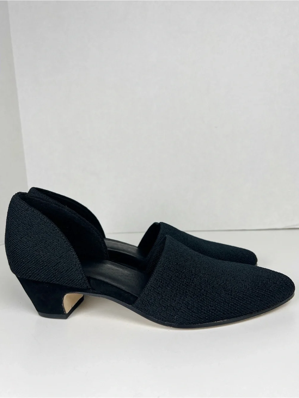 EILEEN FISHER Women’s Size 7 Black Knit Marra Pointed Toe d'Orsay Pumps